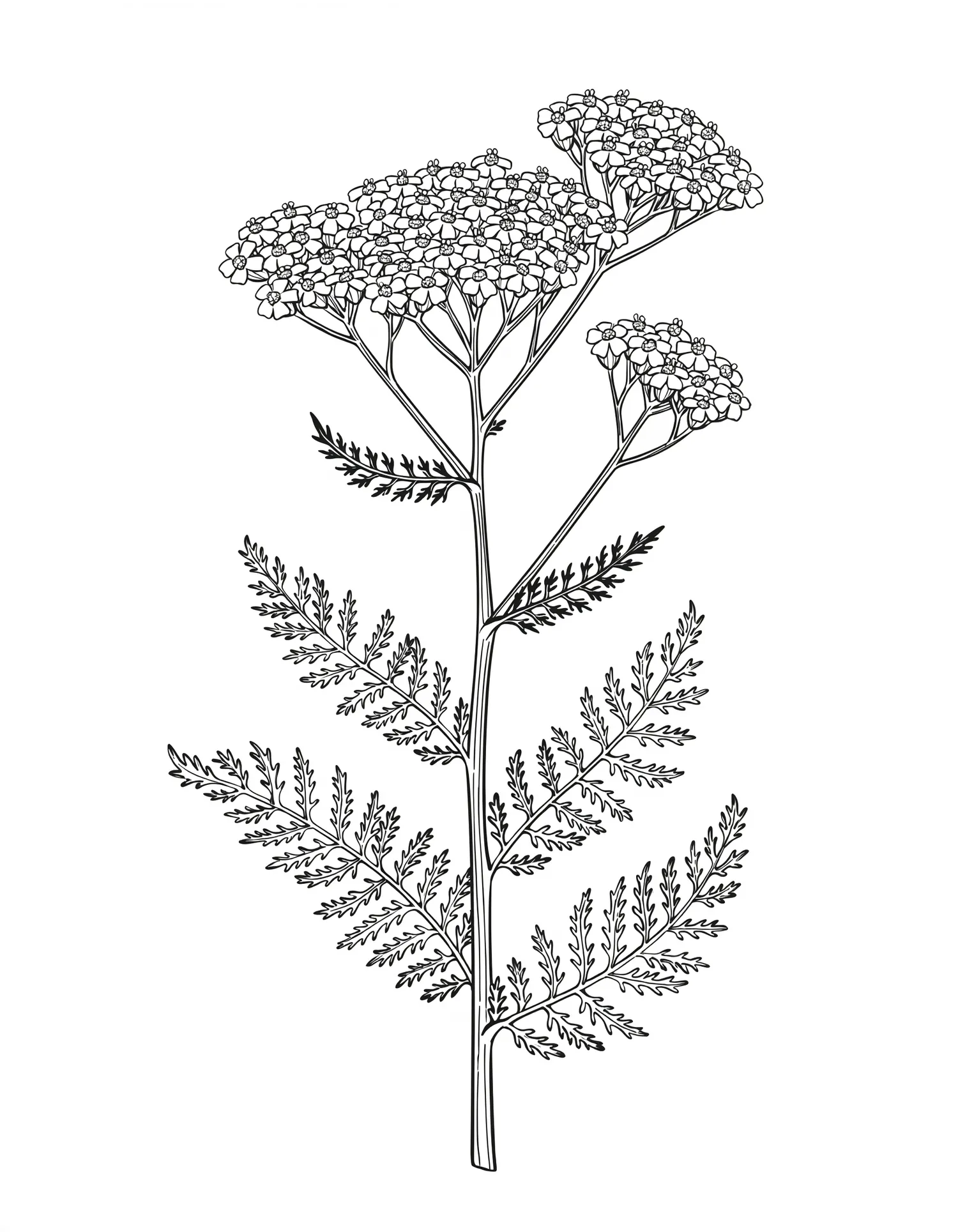 Achillée Millefeuille en Plateau — Coloriage fleur à imprimer gratuitement